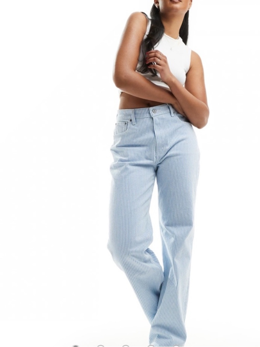 New Abercrombie & Fitch Pinstripe The 90’s Relaxed Jean High Rise Size 26/2R